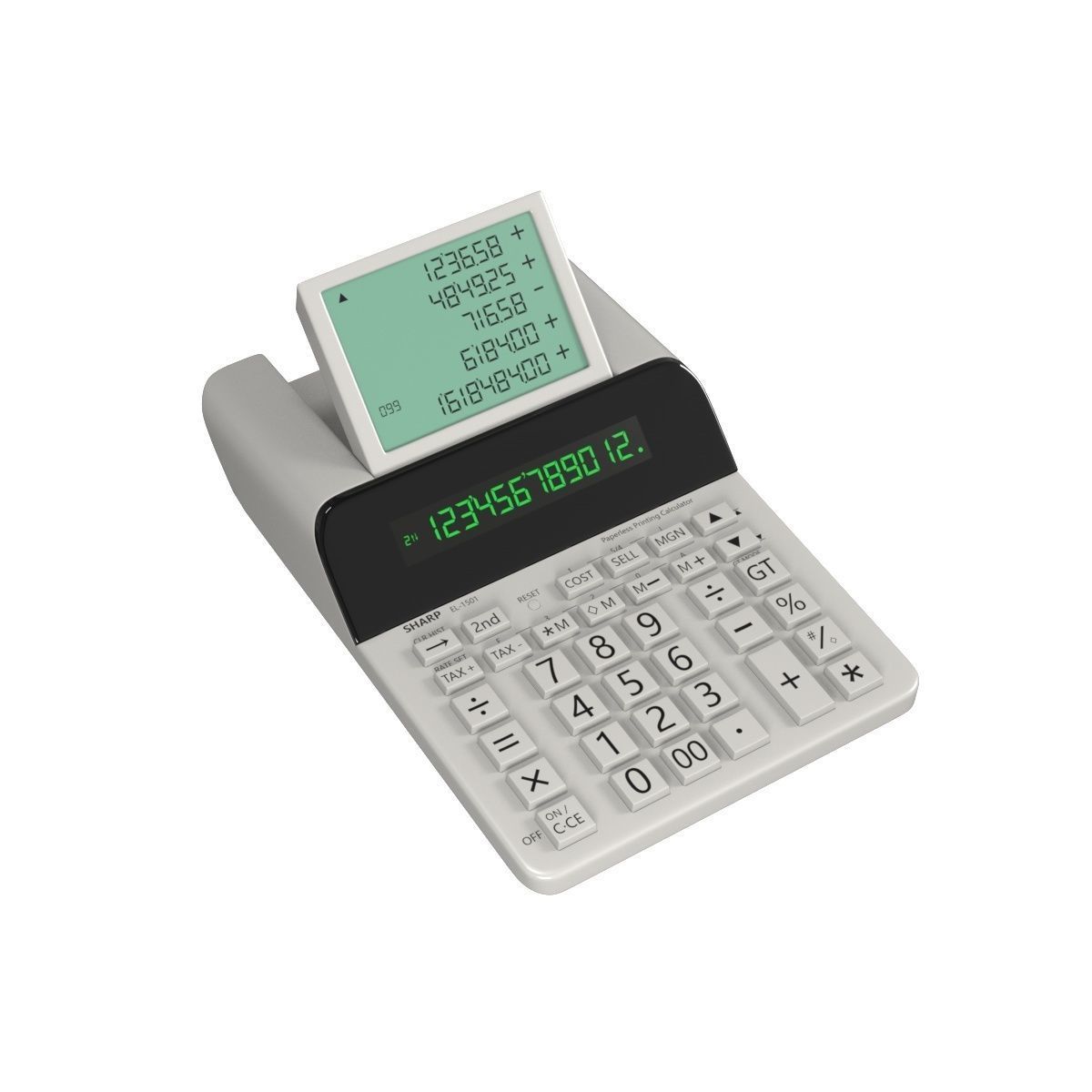 Sharp El-1501 Compact  12-Digit Display  Printing Calculator 3D model_1
