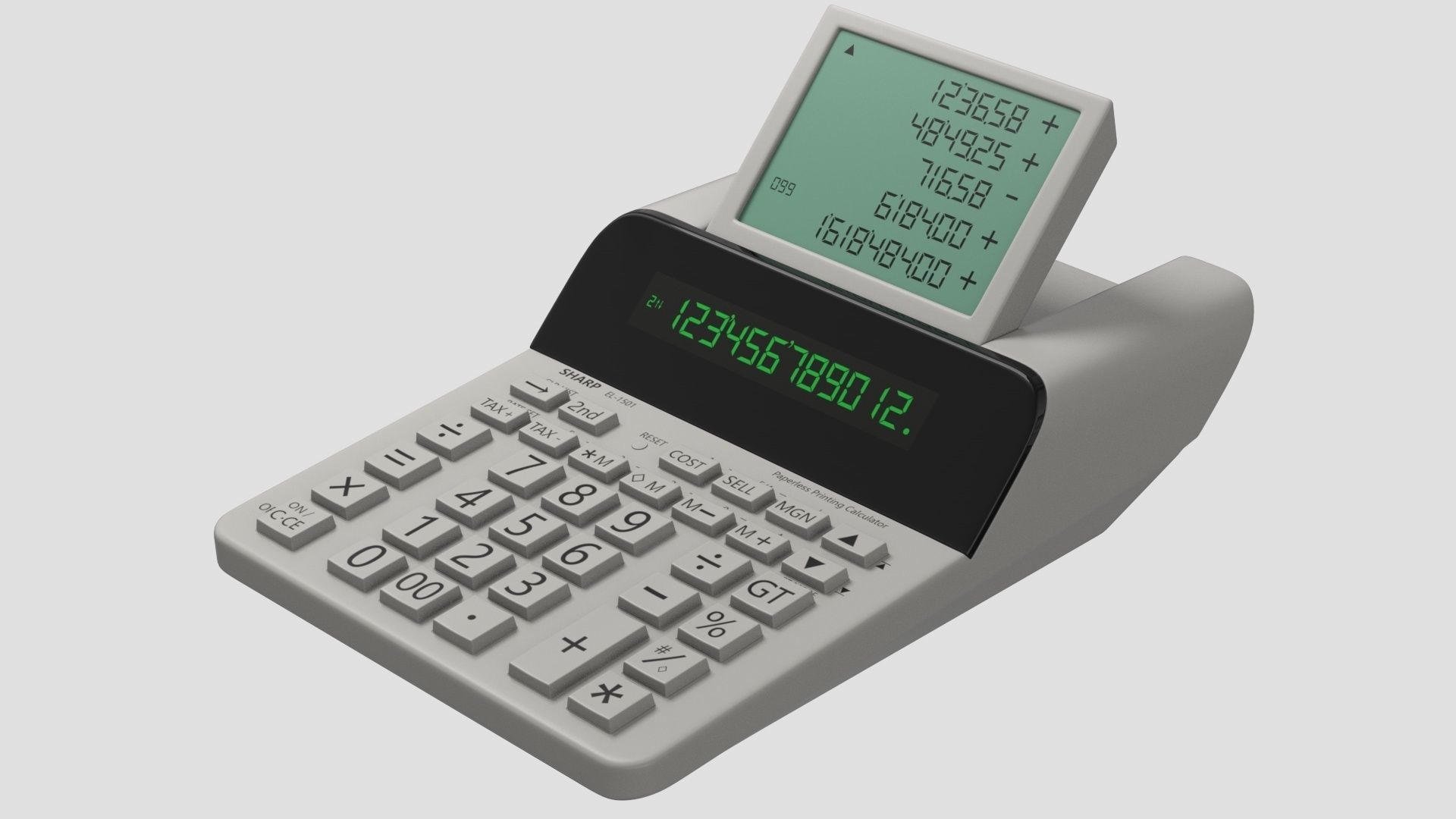 Sharp El-1501 Compact  12-Digit Display  Printing Calculator 3D model_3