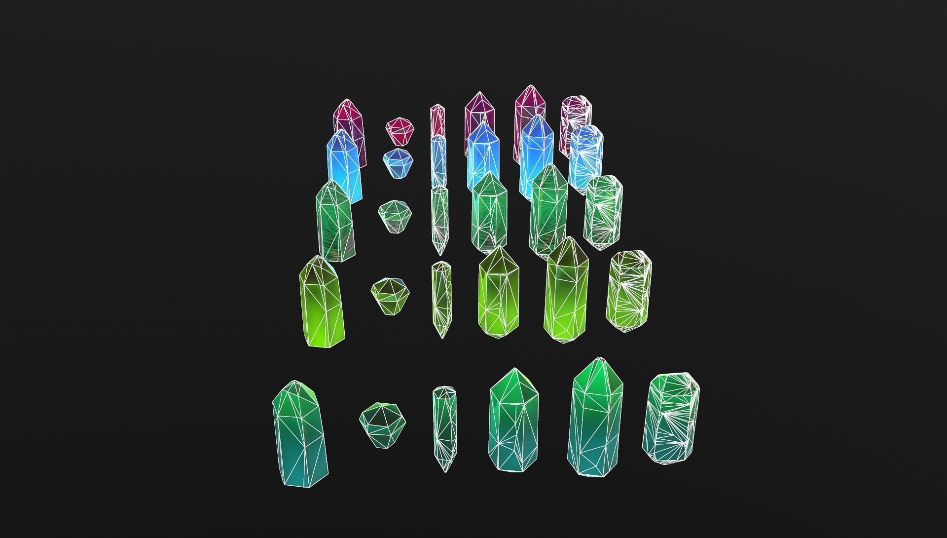 Cristalls asset Low-poly 3D model_8