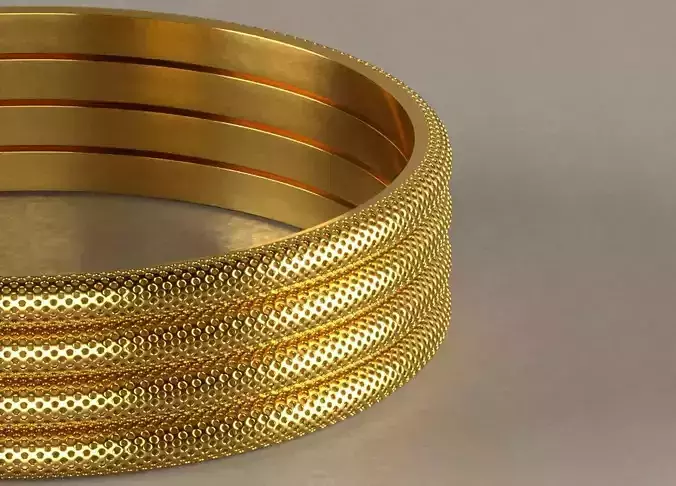 Gold bangles 3D model high poly 3D model