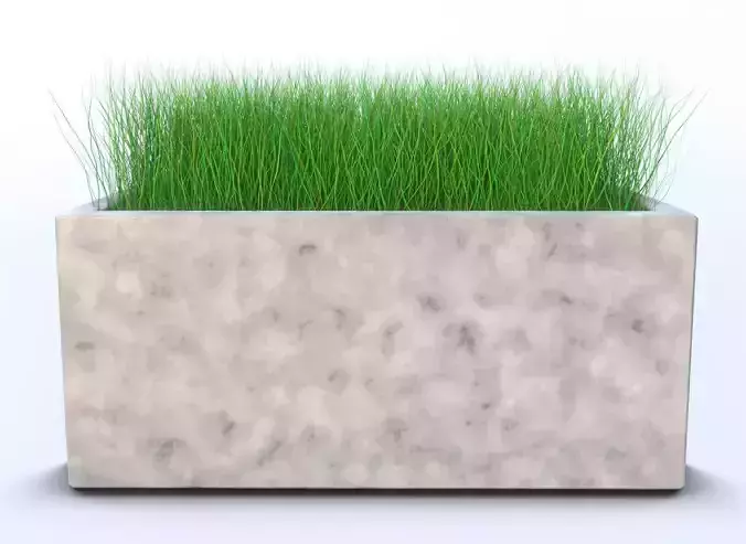 Grass squared pot flower bed garden green for archiviz PBR 3D model
