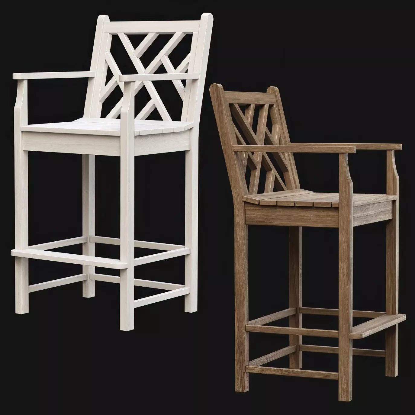 Chippendale Bar Stool Low-poly 3D model