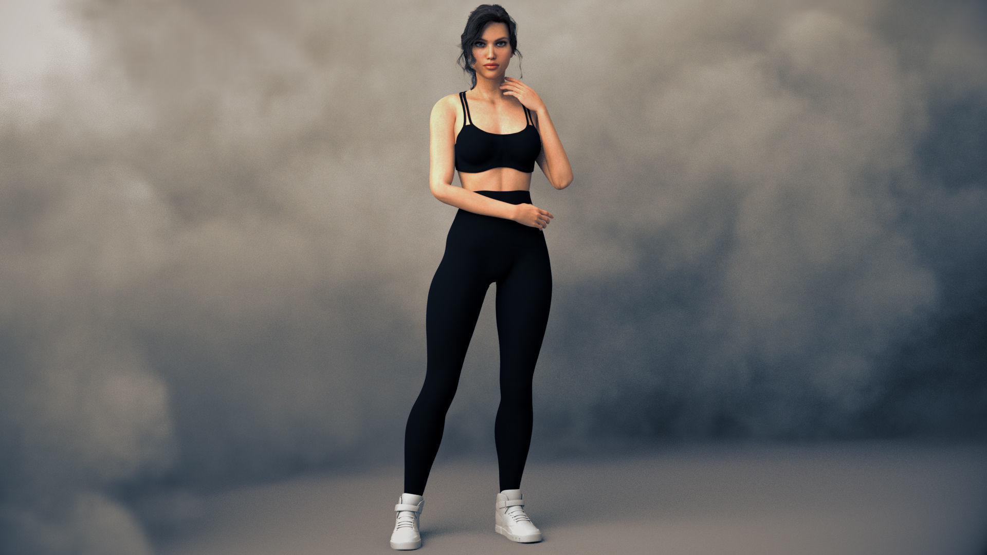 Rigged Female Model with Facial Blend shapes Low-poly 3D model_2