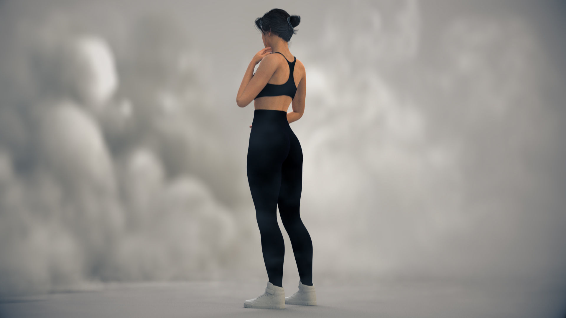 Rigged Female Model with Facial Blend shapes Low-poly 3D model_1