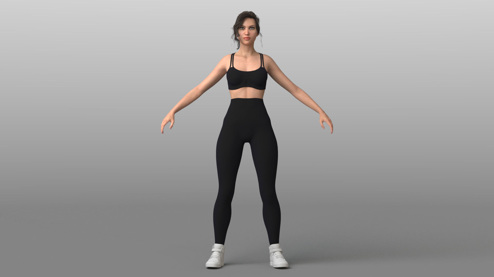 Rigged Female Model with Facial Blend shapes Low-poly 3D model_4