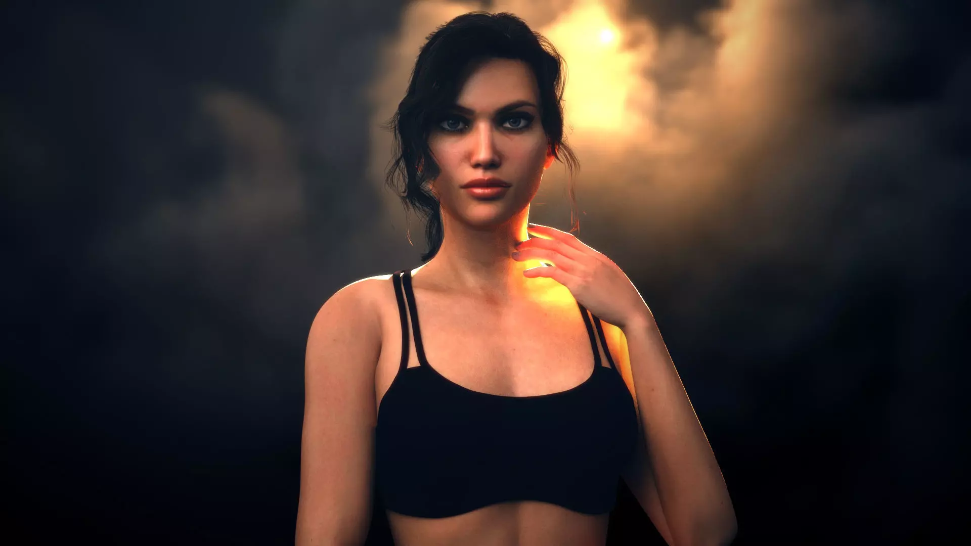 Rigged Female Model with Facial Blend shapes Low-poly 3D model_0