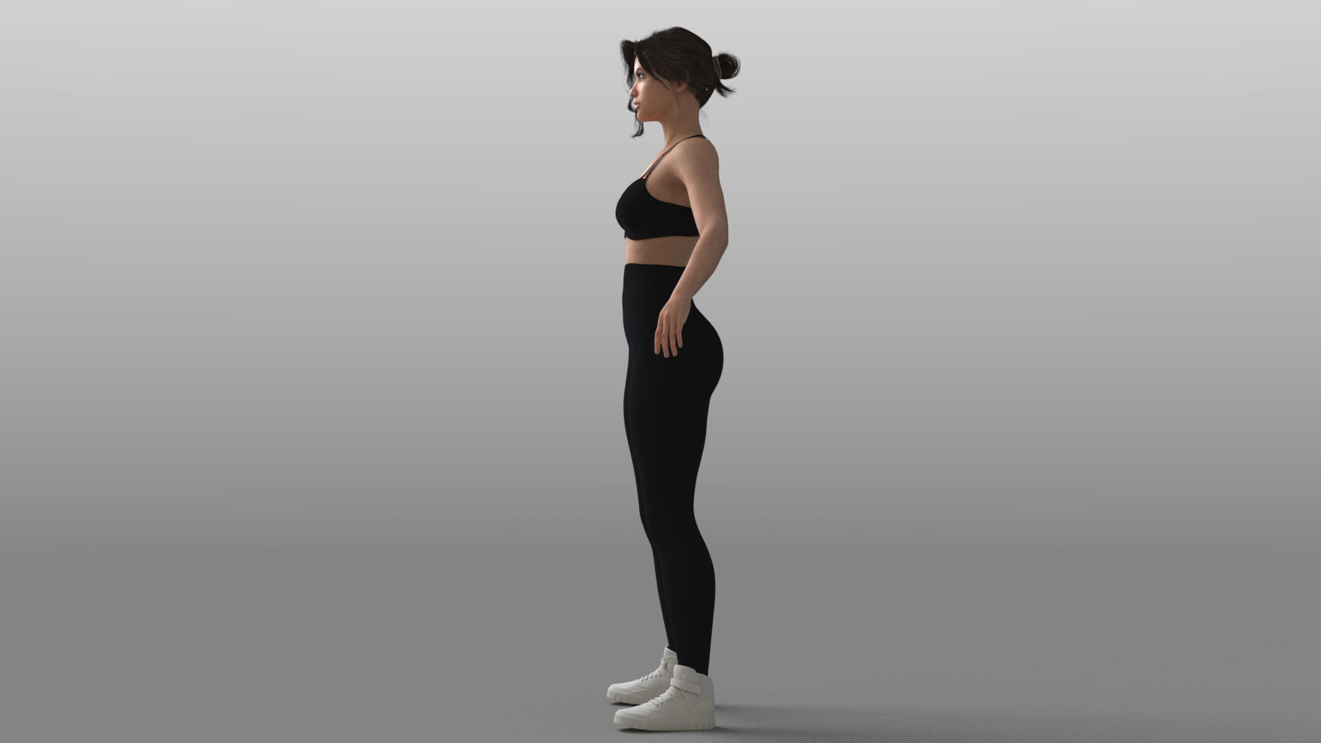 Rigged Female Model with Facial Blend shapes Low-poly 3D model_6