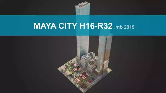 Realistic City District H16-R32 MAYA