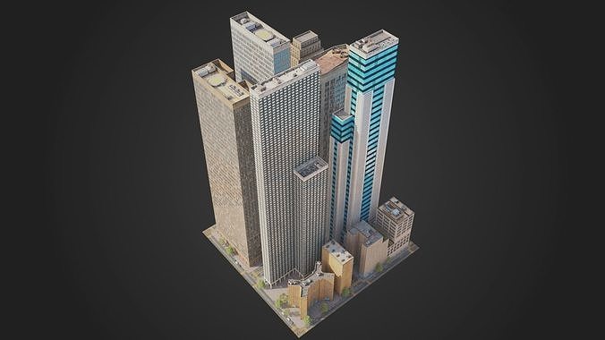 Realistic City District H20-H36 MAYA Low-poly 3D model 4