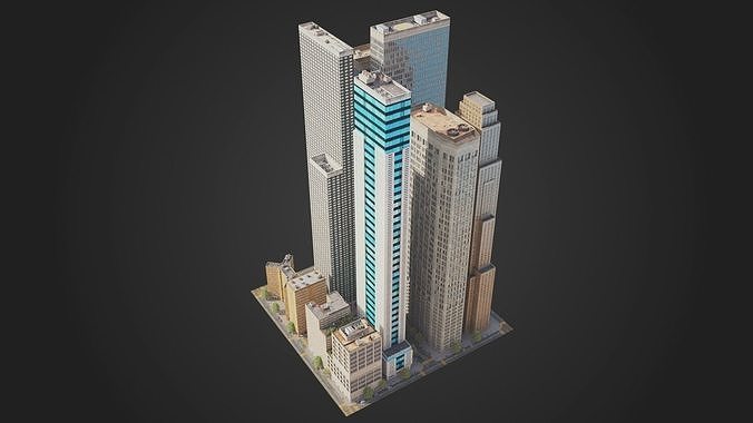 Realistic City District H20-H36 MAYA Low-poly 3D model 5