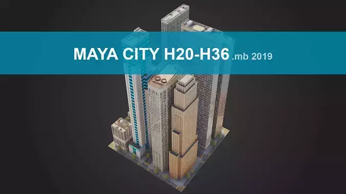 Realistic City District H20-H36 MAYA
