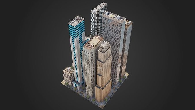 Realistic City District H20-H36 MAYA Low-poly 3D model 2