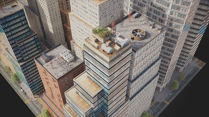 City District H5-C5 MAYA Low-poly 3D model 7