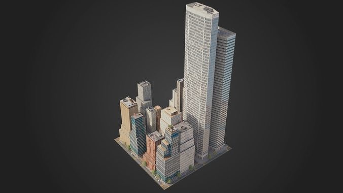 City District H5-C5 MAYA Low-poly 3D model 3