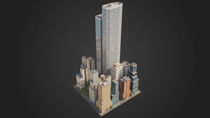 City District H5-C5 MAYA Low-poly 3D model 2