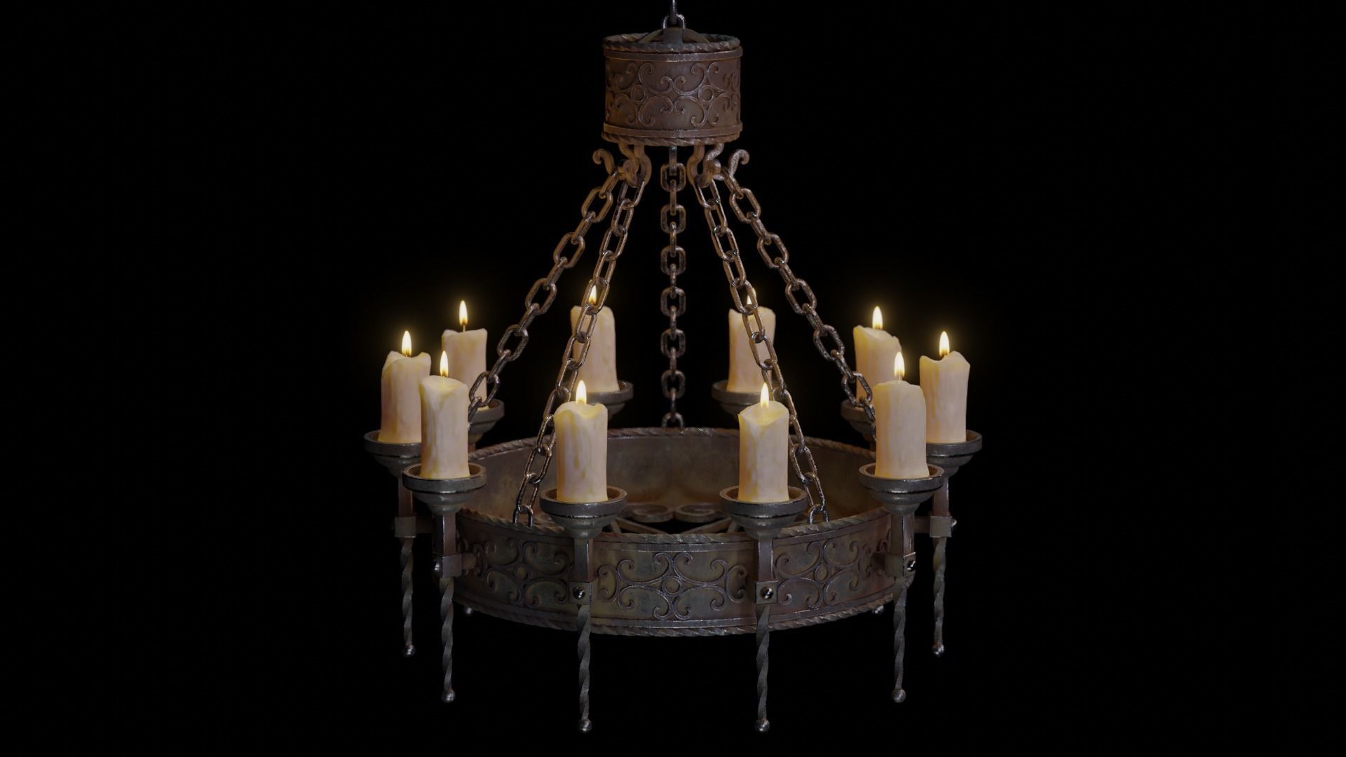 Candle Chandelier B - High and Low Poly Models Low-poly 3D model_2