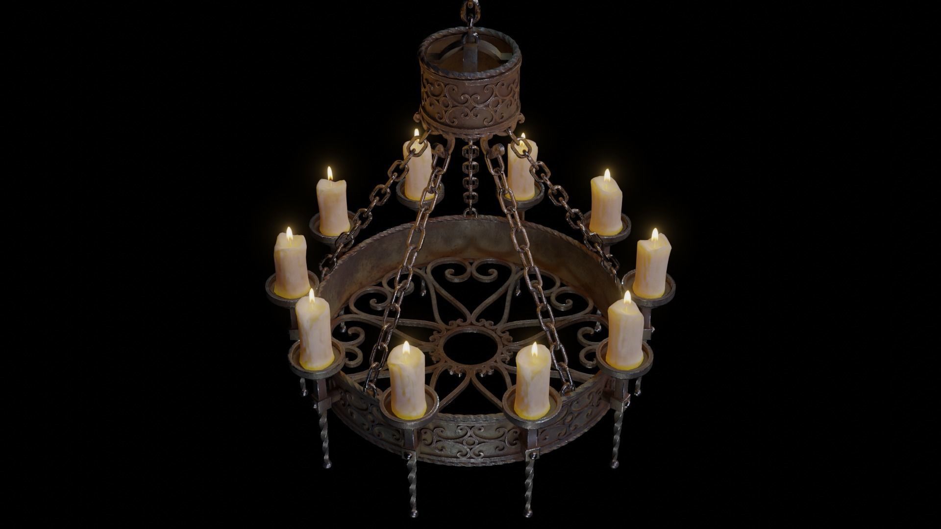 Candle Chandelier B - High and Low Poly Models Low-poly 3D model_5