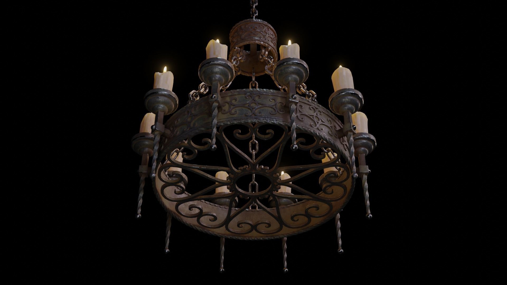 Candle Chandelier B - High and Low Poly Models Low-poly 3D model_4