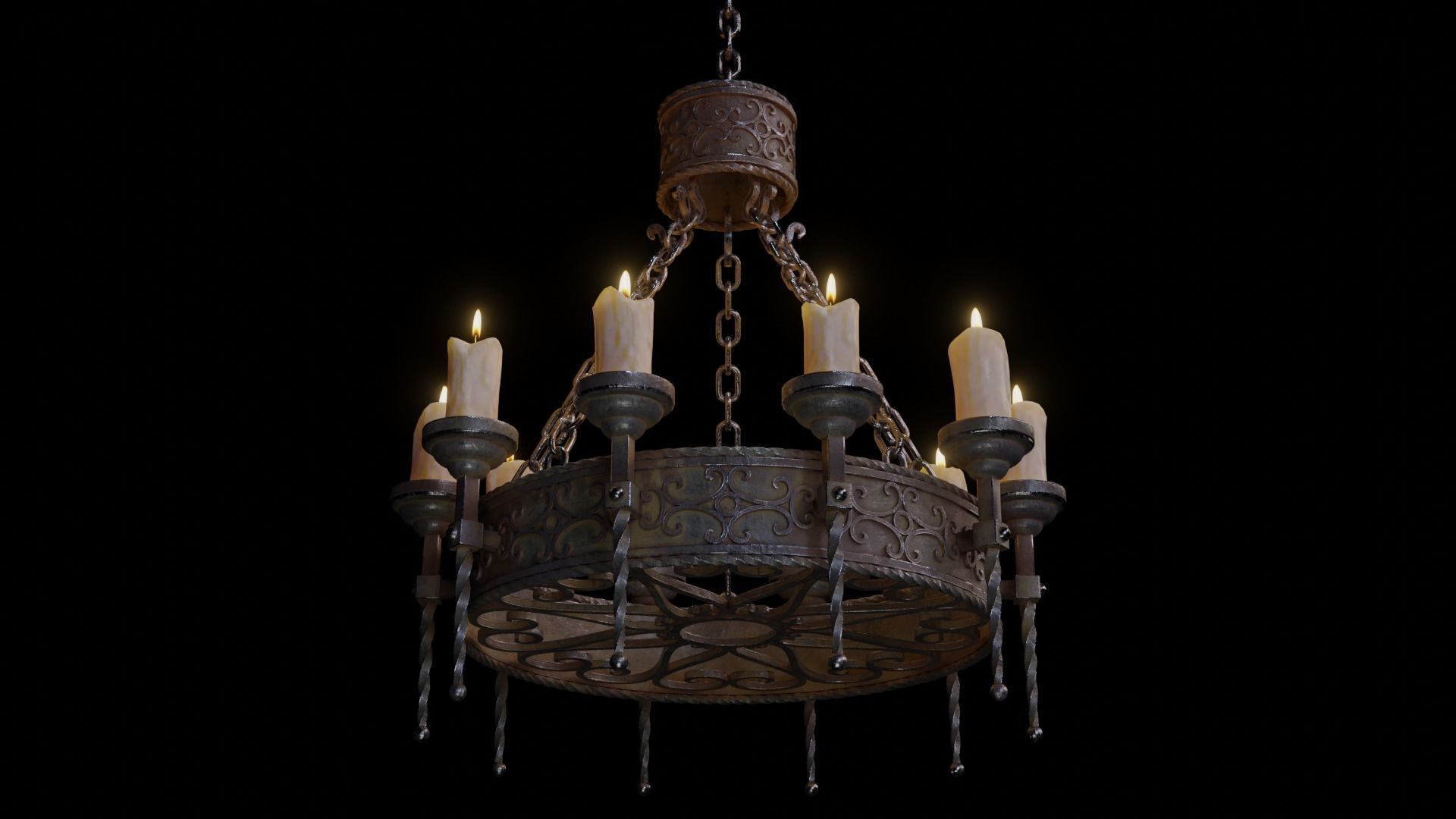 Candle Chandelier B - High and Low Poly Models Low-poly 3D model_3