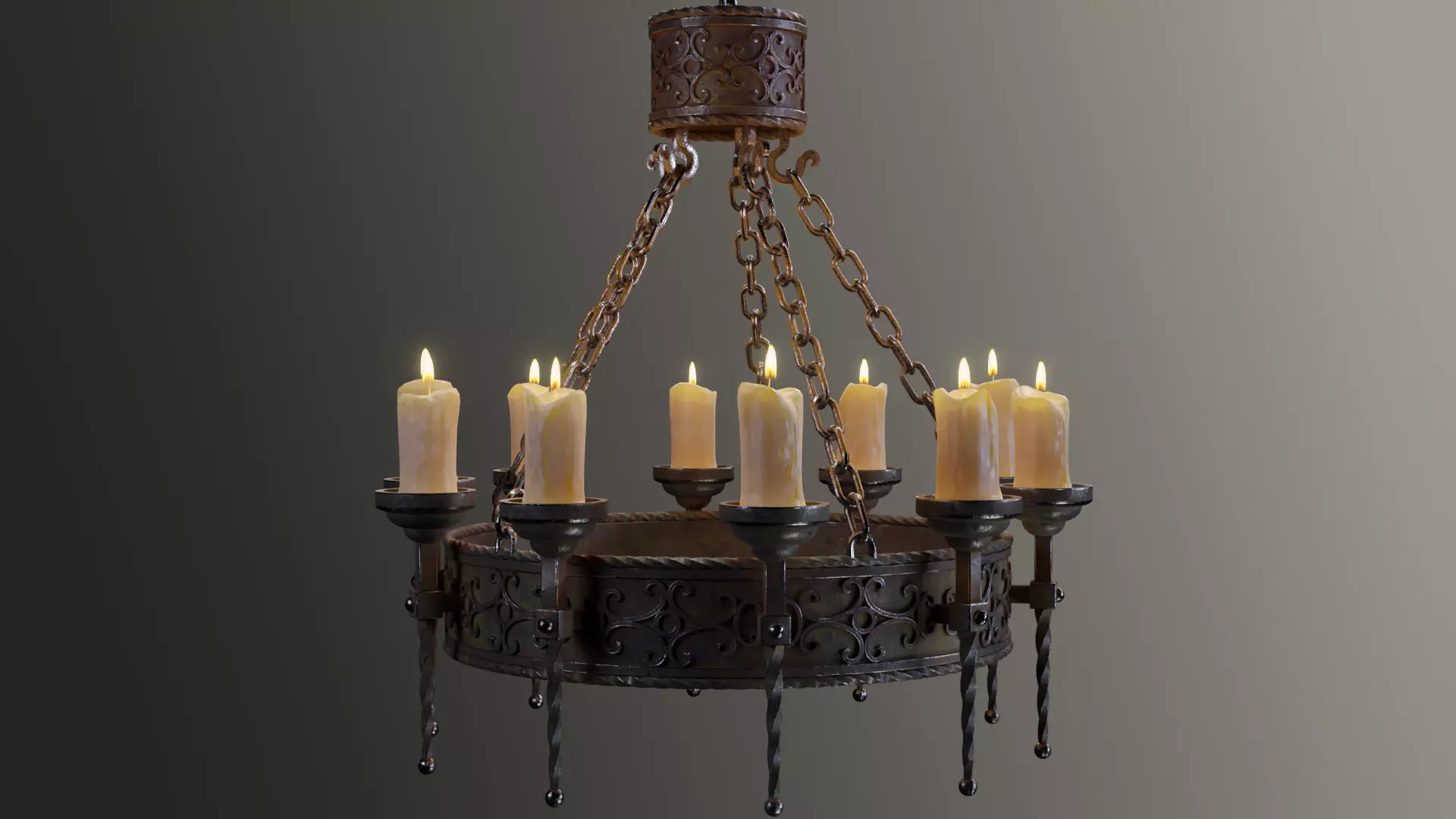 Candle Chandelier B - High and Low Poly Models Low-poly 3D model_0