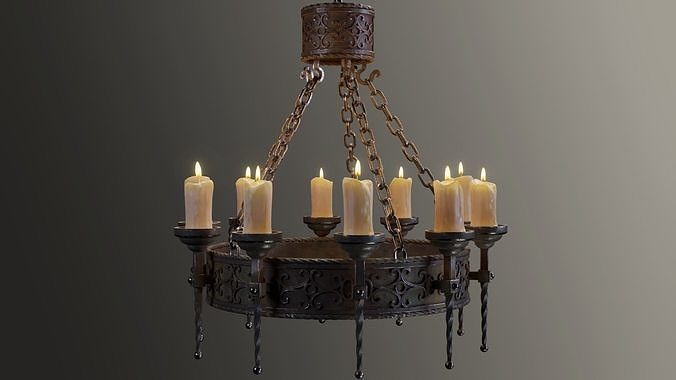 Candle Chandelier B - High and Low Poly Models Low-poly 3D model
