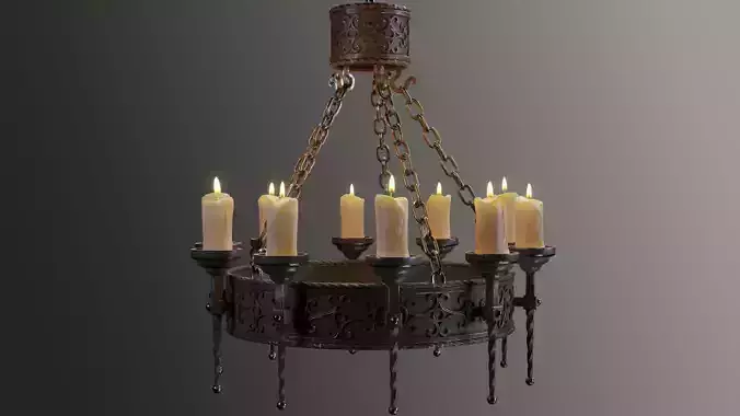 Candle Chandelier B - High and Low Poly Models Low-poly 3D model