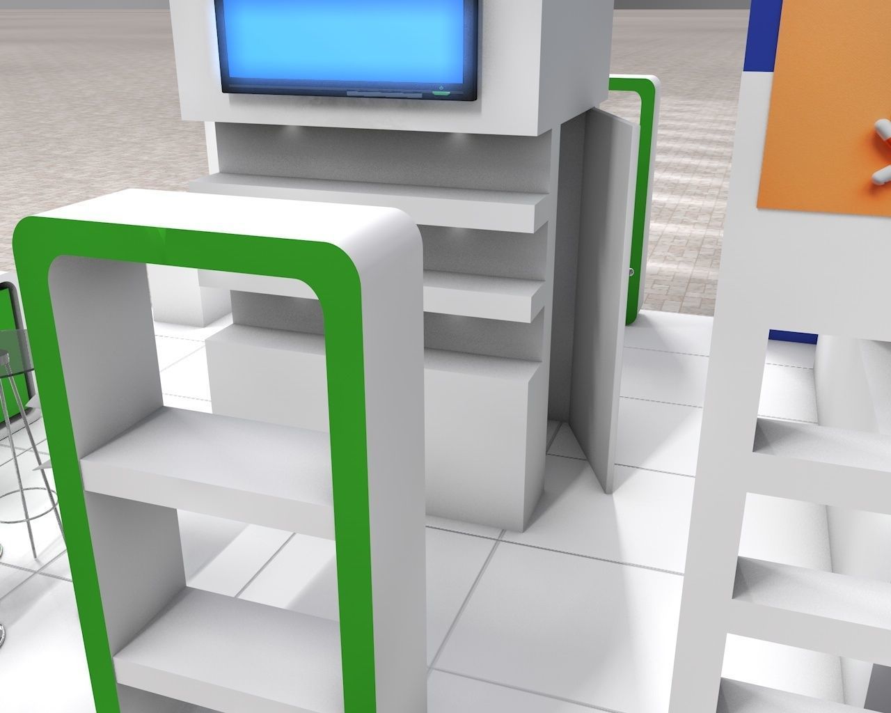 Exhibition Stand Booth stall 6x6m Height 500cm 3 Sides Open 3D model_8