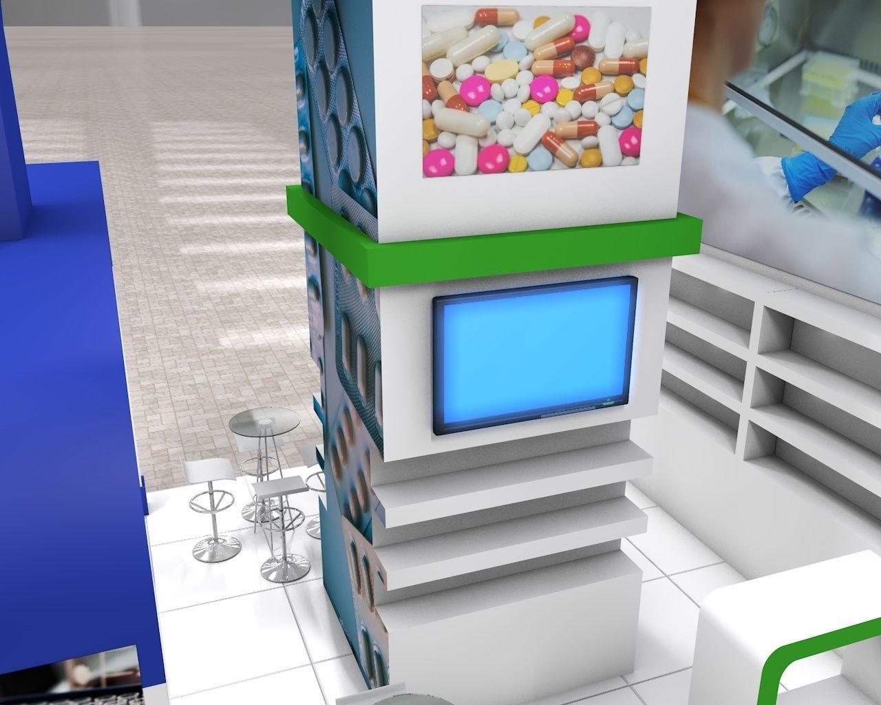 Exhibition Stand Booth stall 6x6m Height 500cm 3 Sides Open 3D model_5