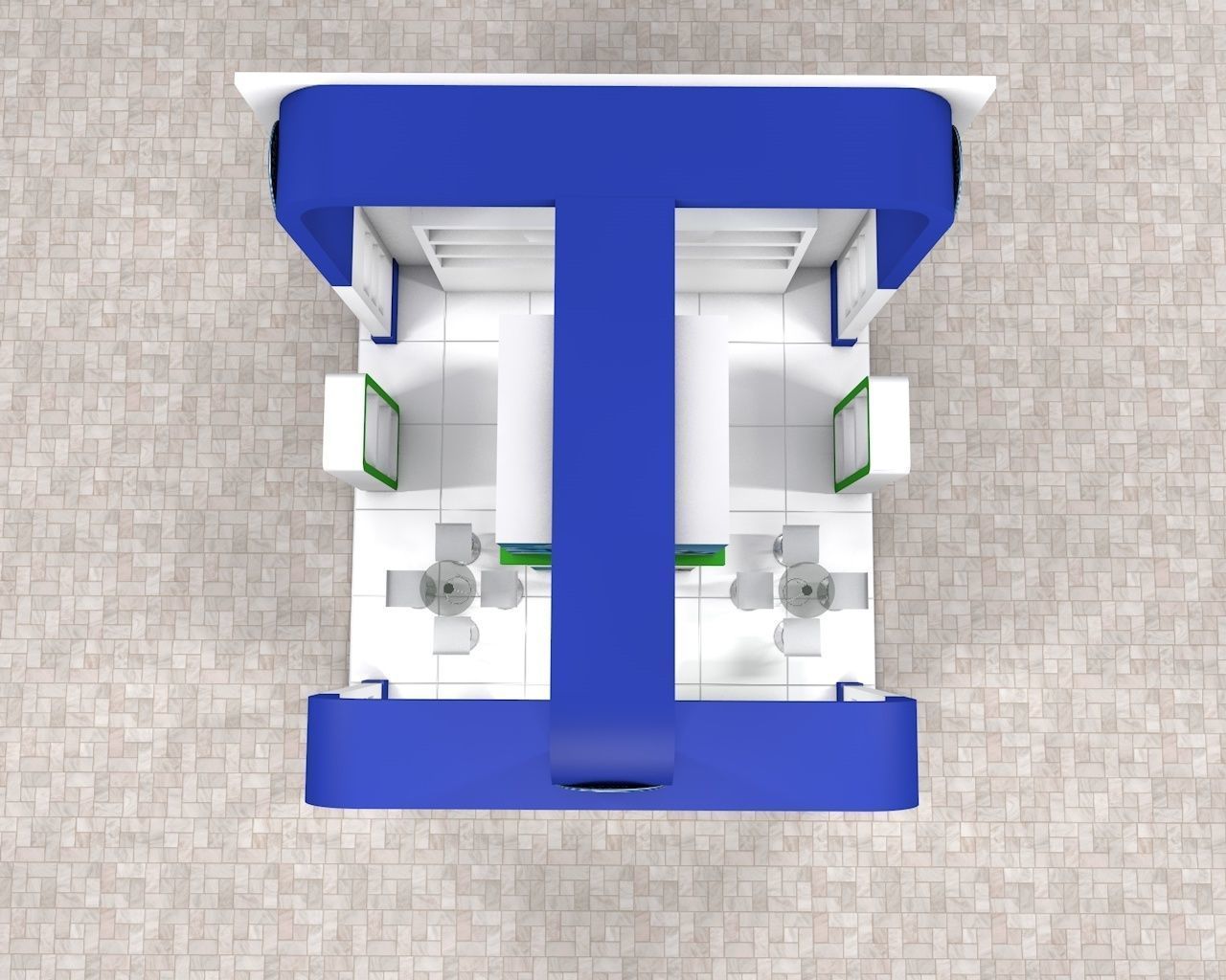 Exhibition Stand Booth stall 6x6m Height 500cm 3 Sides Open 3D model_7