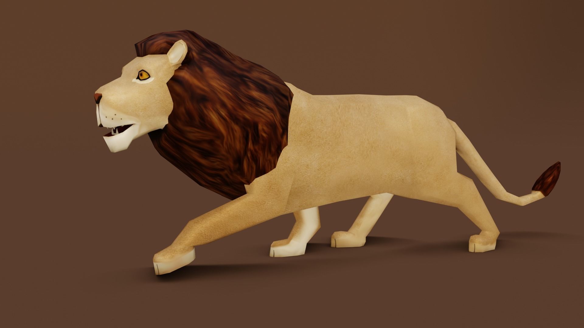 Low poly Lion Rigged 3D model Low-poly 3D model_2
