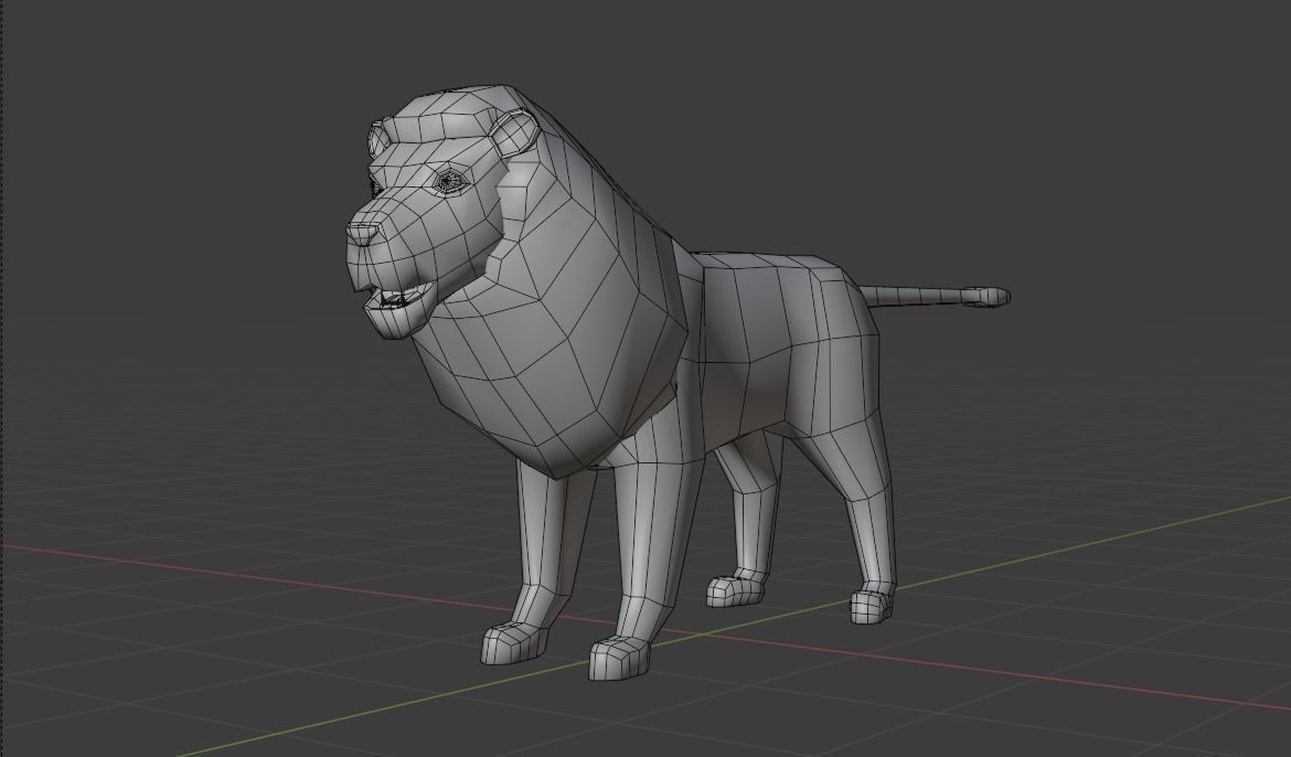 Low poly Lion Rigged 3D model Low-poly 3D model_7