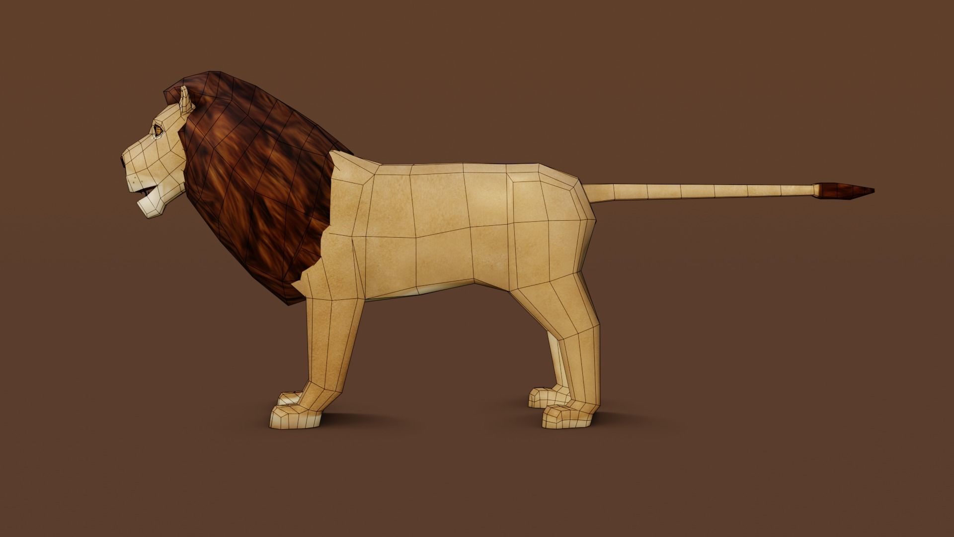 Low poly Lion Rigged 3D model Low-poly 3D model_5