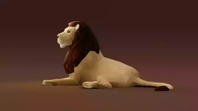 Low poly Lion Rigged 3D model