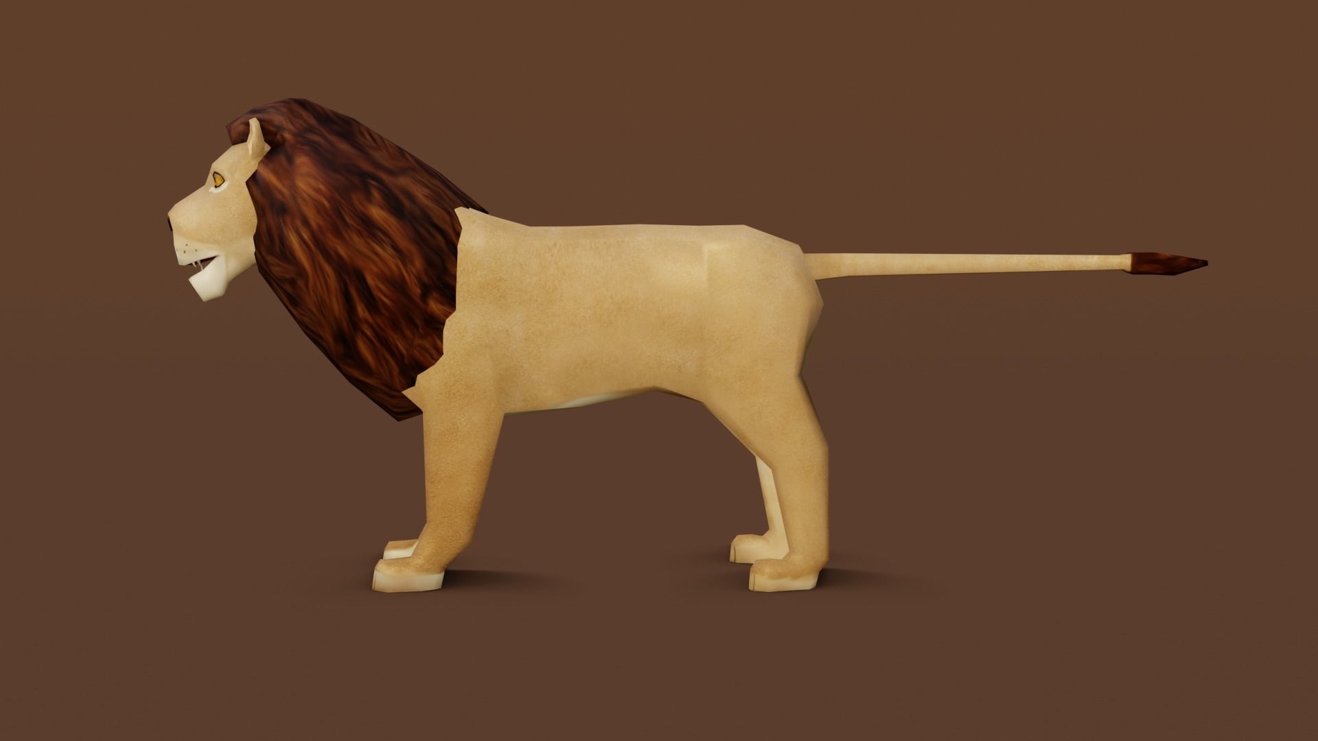 Low poly Lion Rigged 3D model Low-poly 3D model_4