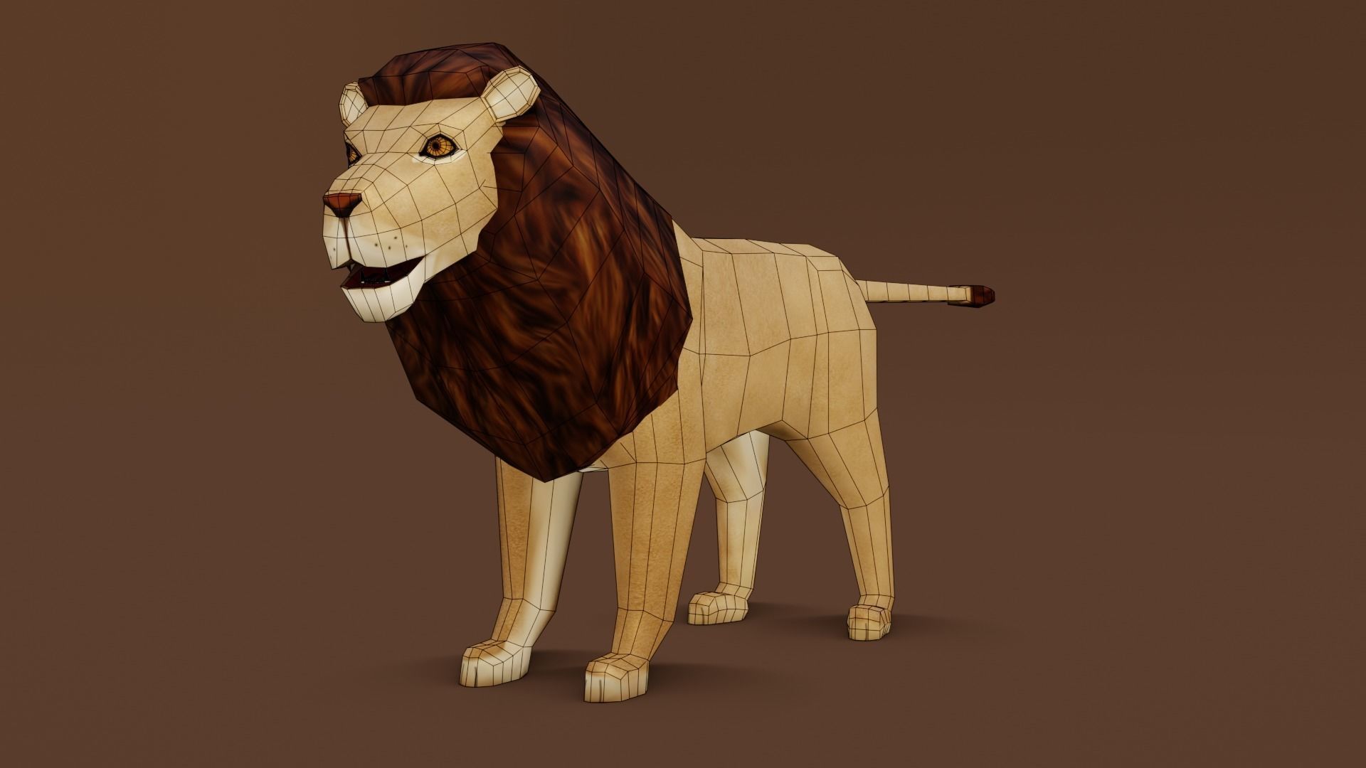 Low poly Lion Rigged 3D model Low-poly 3D model_6