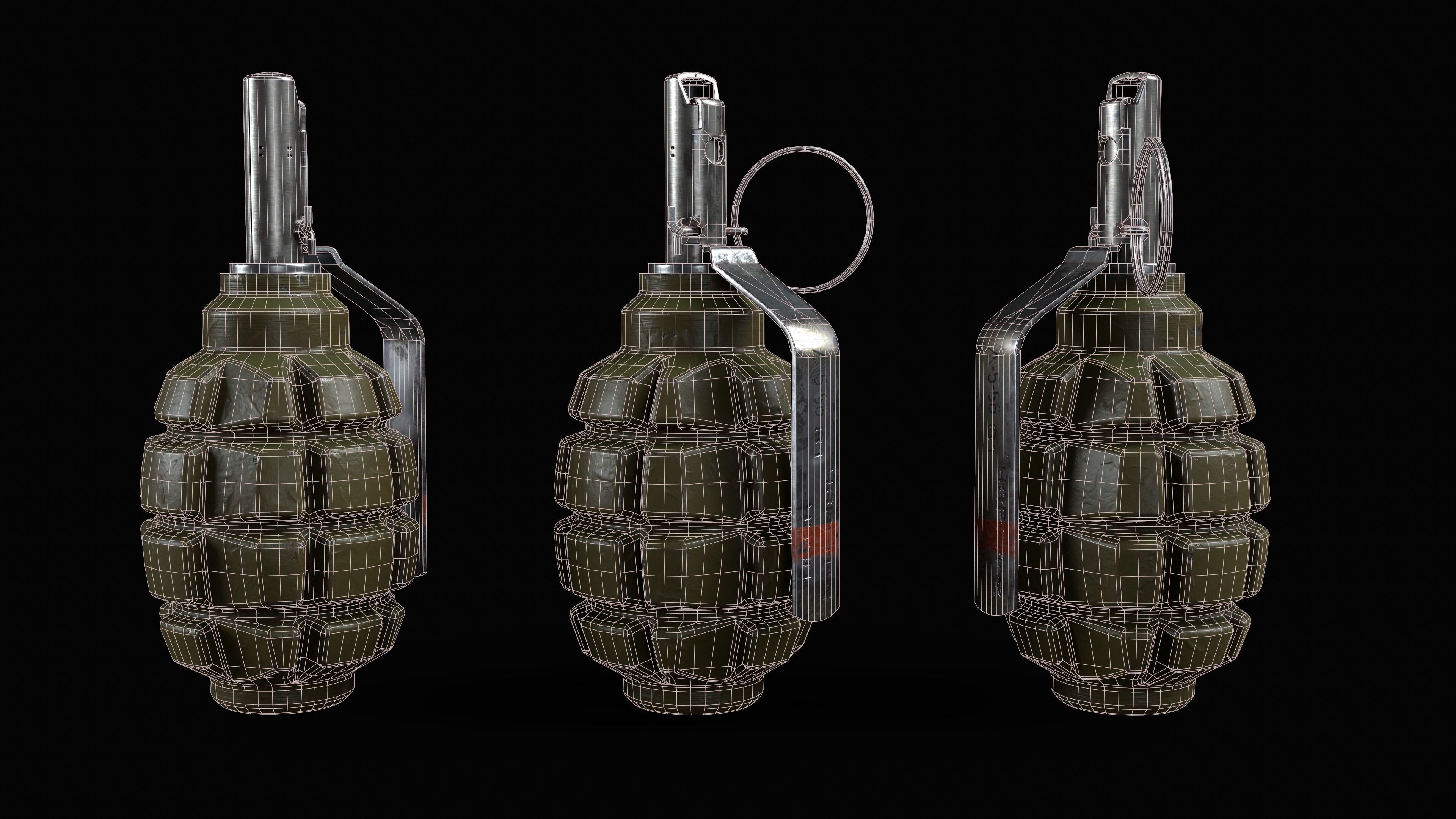 F1 Grenade Low-poly 3D model_3