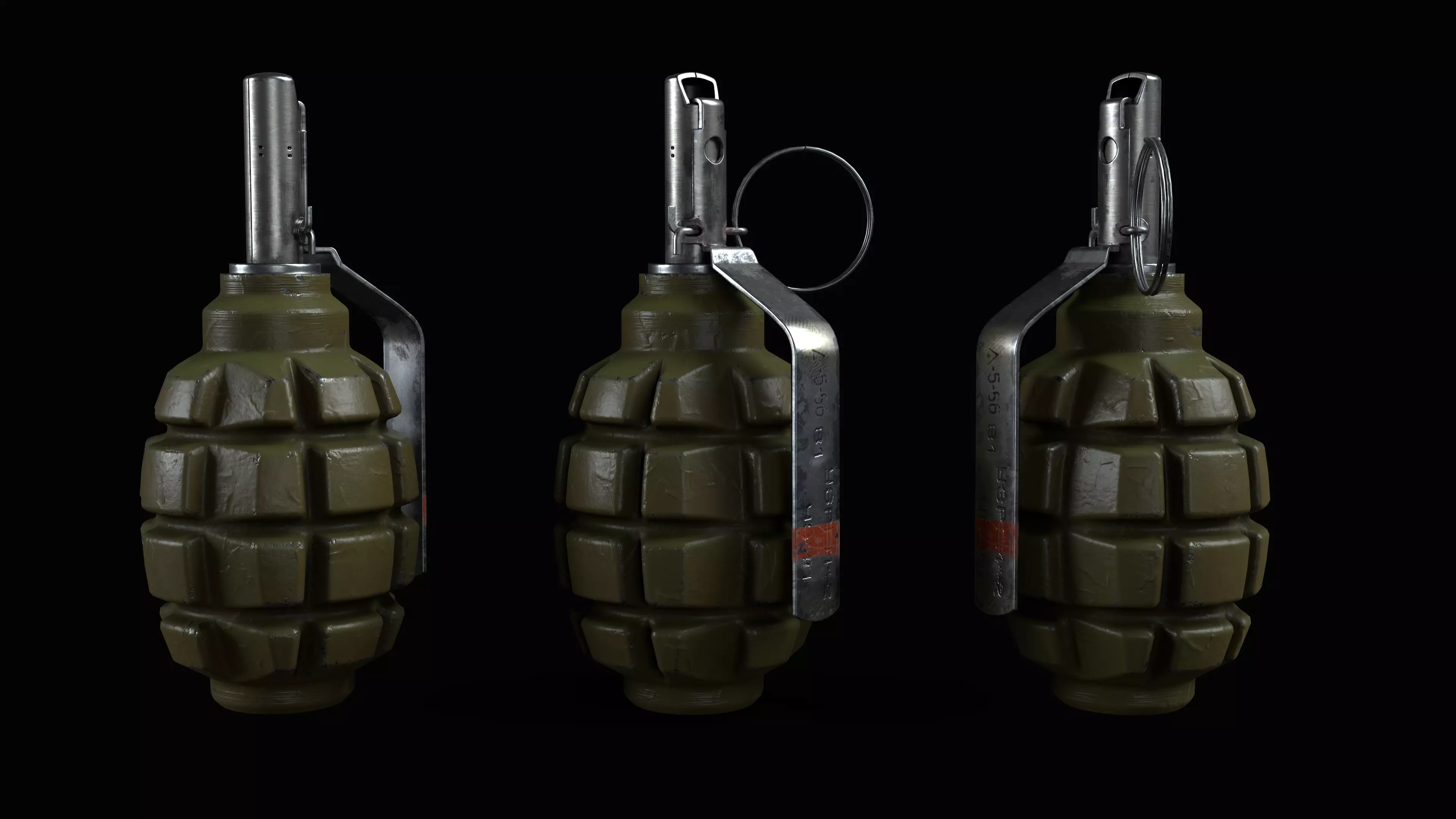 F1 Grenade Low-poly 3D model_0