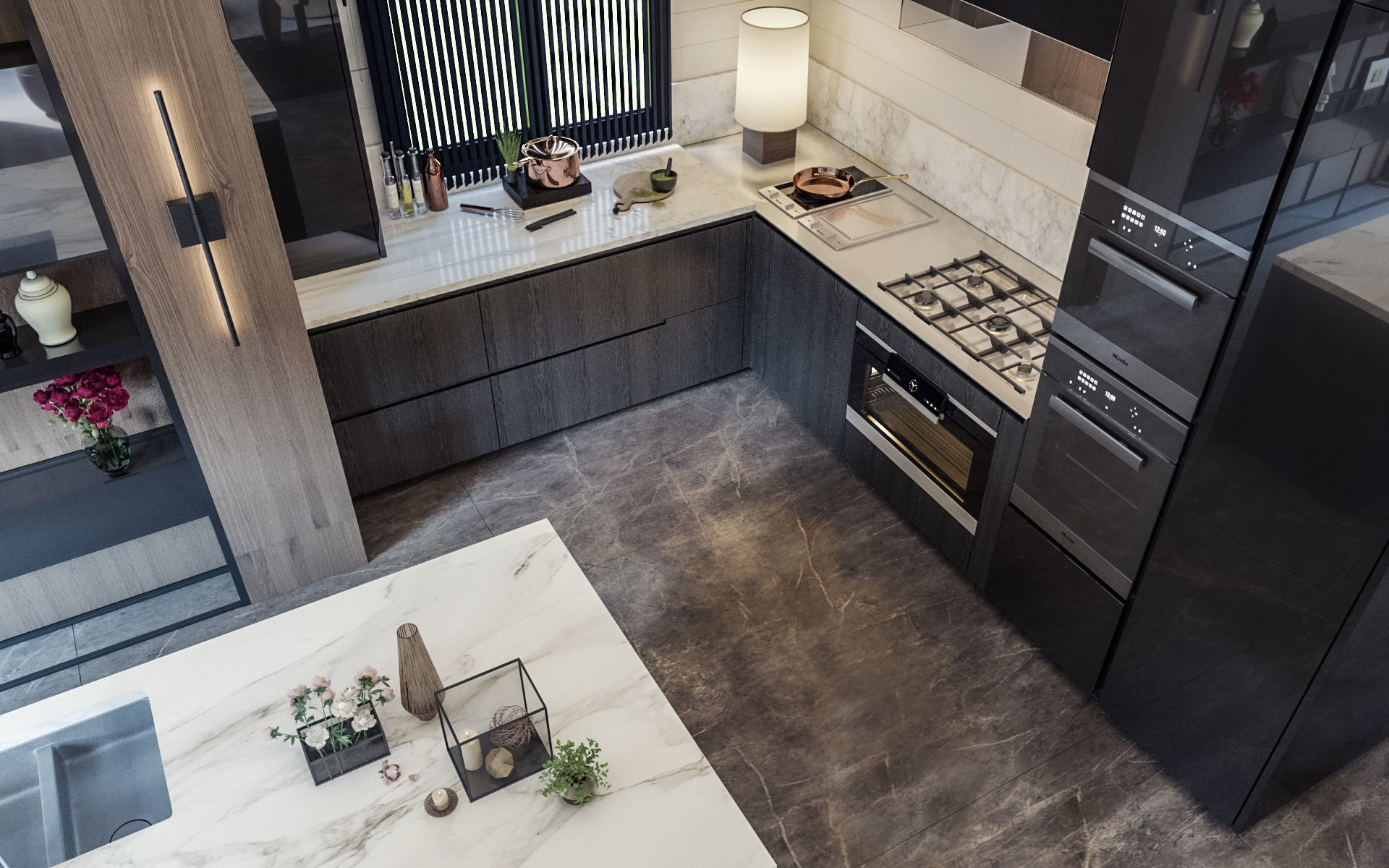 Modern Reception and Kitchen with Dining area  3D model_6