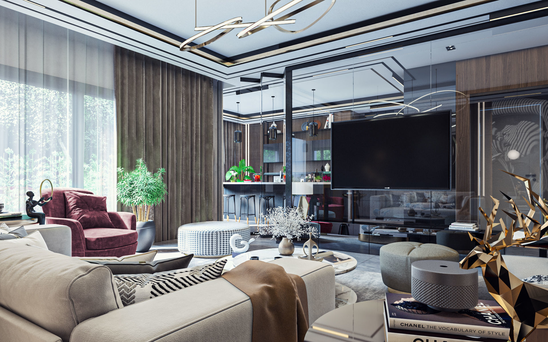 Modern Reception and Kitchen with Dining area  3D model_2