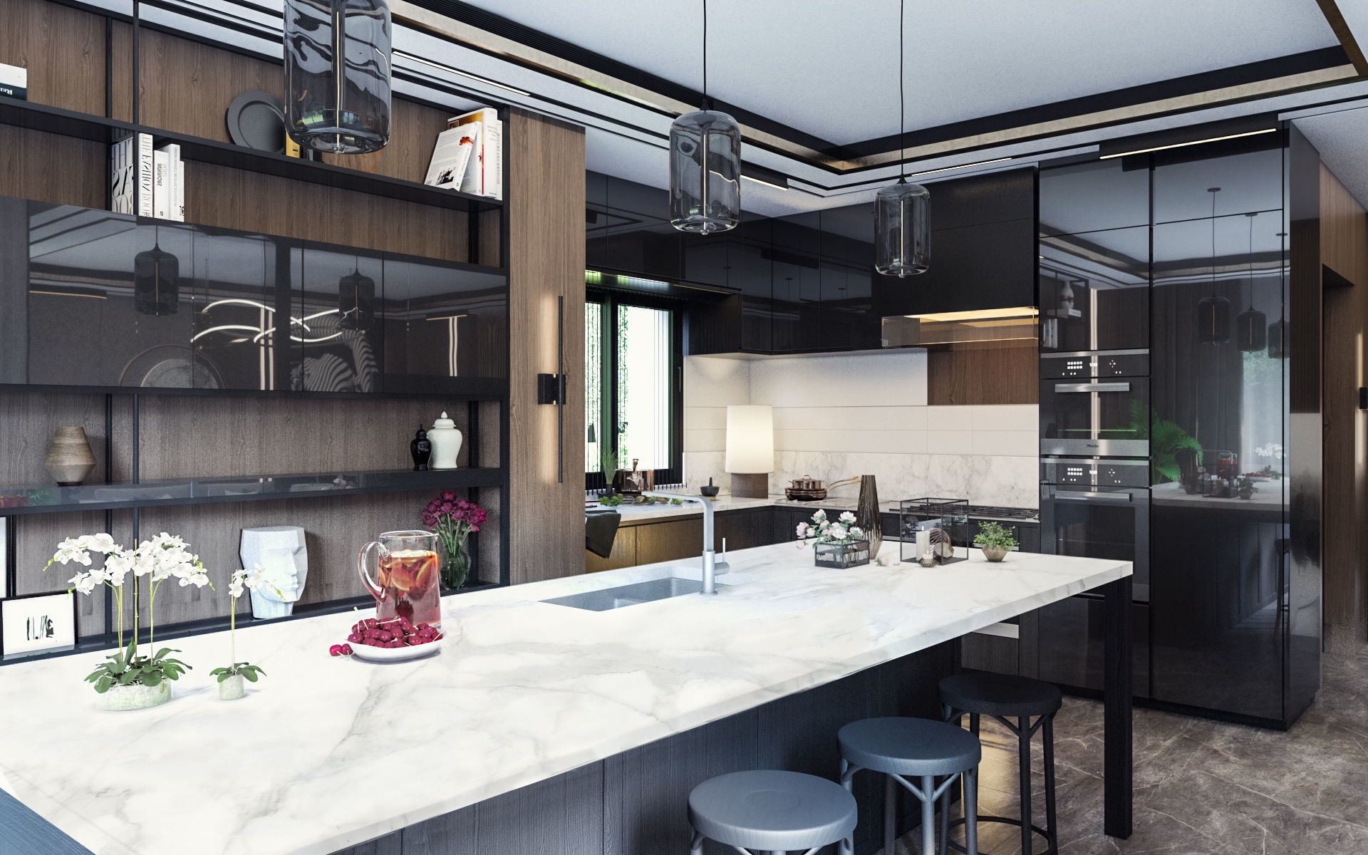 Modern Reception and Kitchen with Dining area  3D model_5