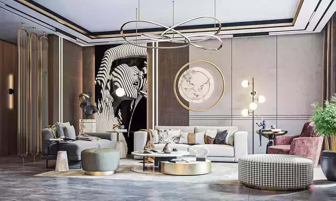 Modern Reception and Kitchen with Dining area 