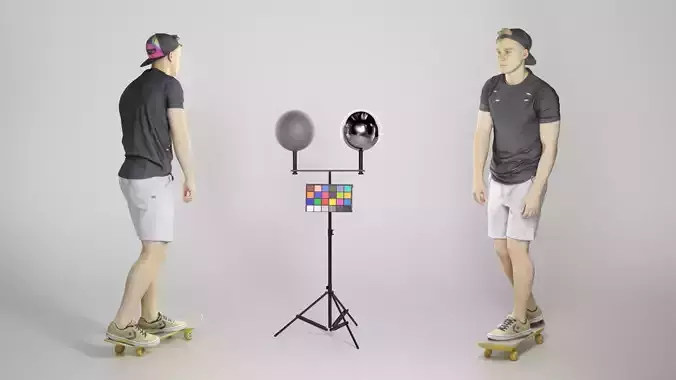 Stylish man riding on skateboard 280 Low-poly 3D model