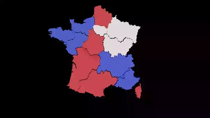 FRANCE MAP 3D - FRANCAIS - CITY MAP LOW POLY  Low-poly 3D model