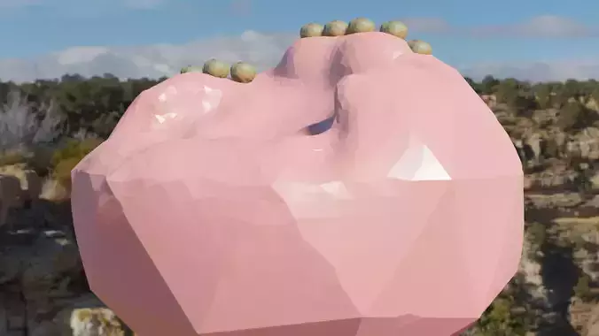 Low poly island polygonal sculpture 3D model