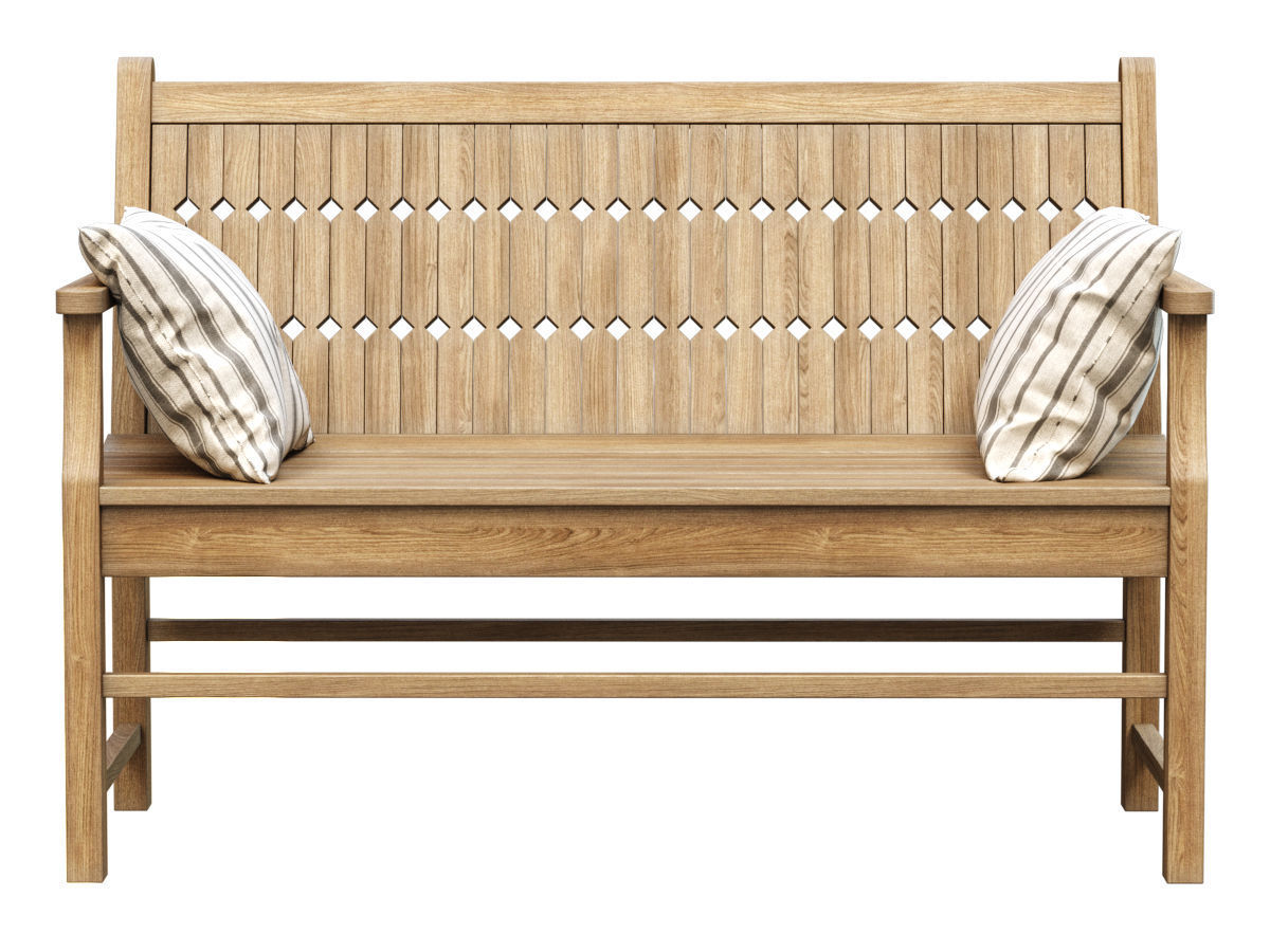 Chippendale Patio Bench  3D model_2