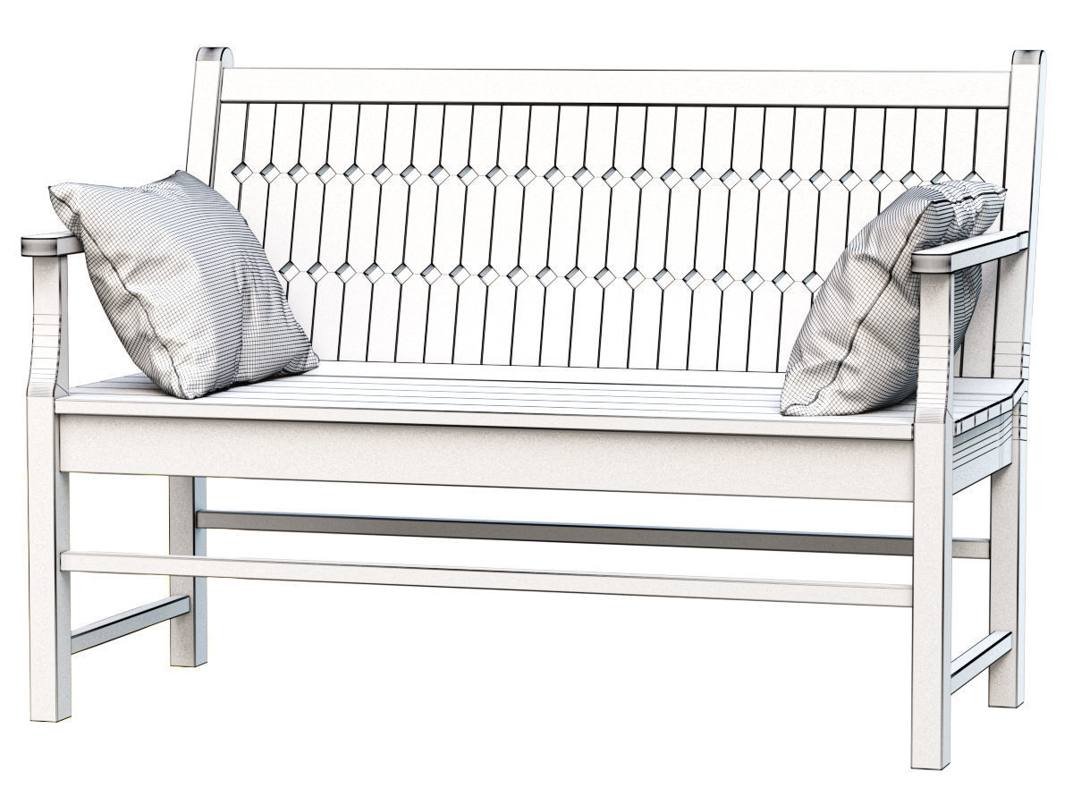 Chippendale Patio Bench  3D model_4