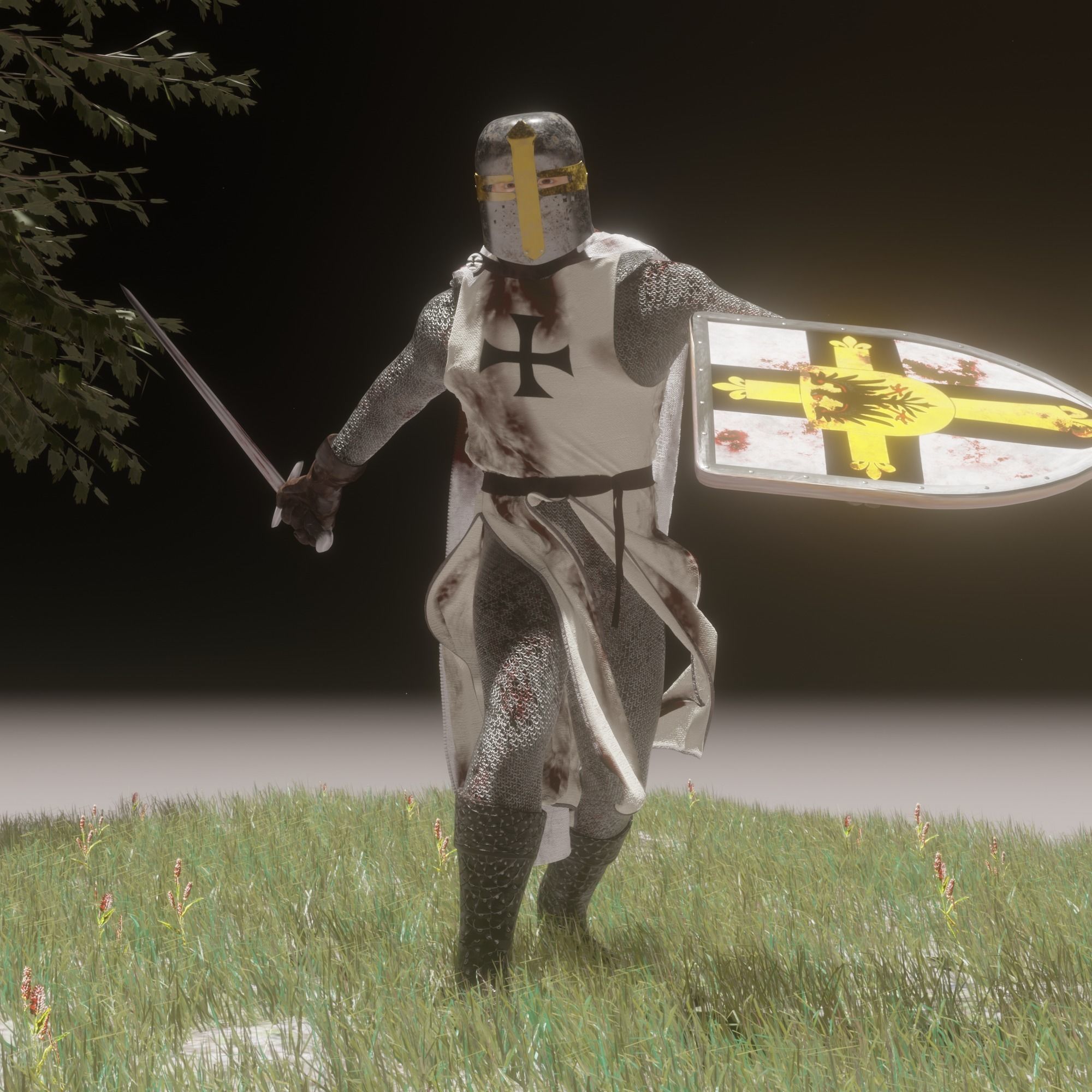 Rigged knight character plus MD clothes 3D model_2