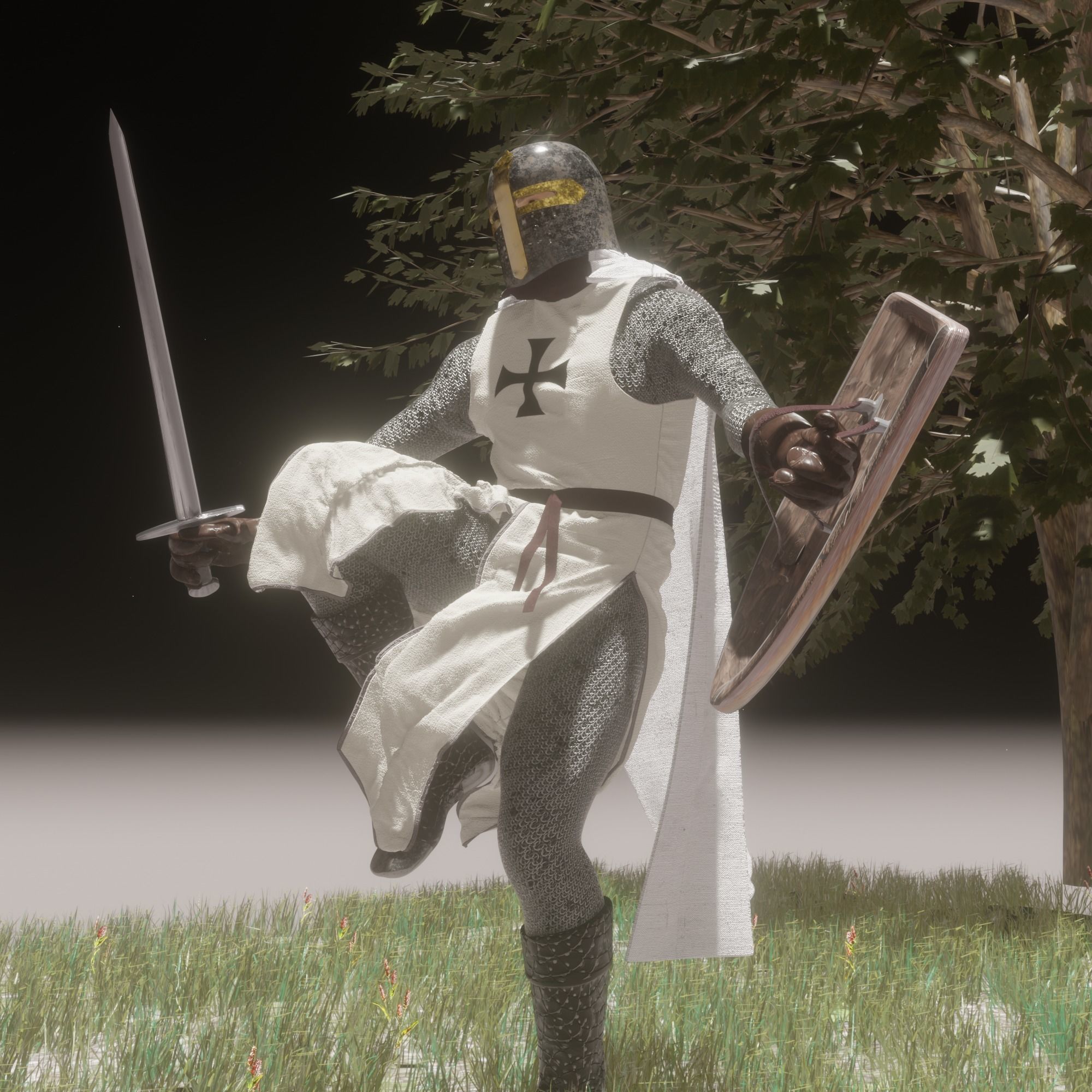 Rigged knight character plus MD clothes 3D model_3