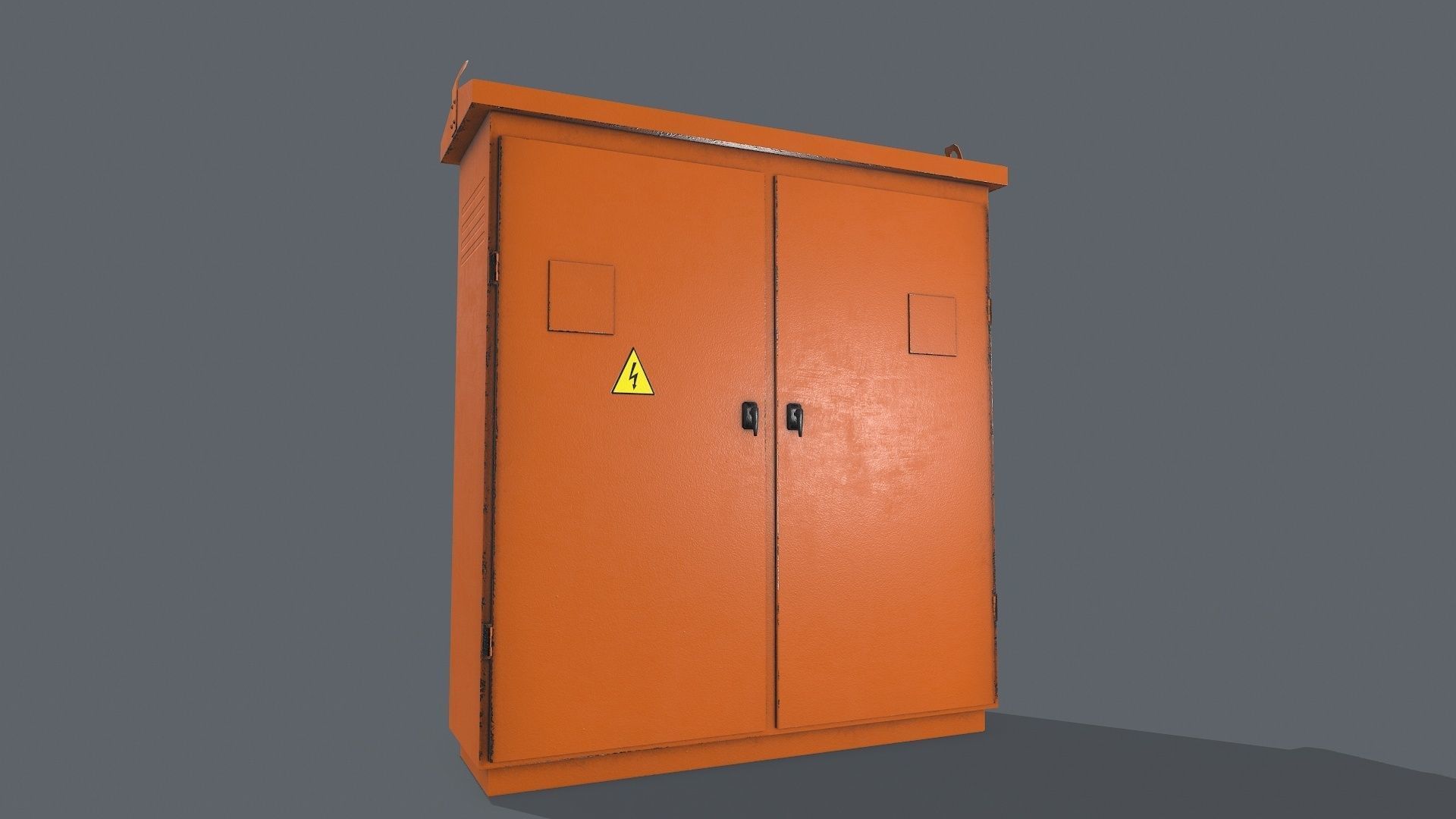 Electric Fuse Box Yellow Low-poly 3D model_9