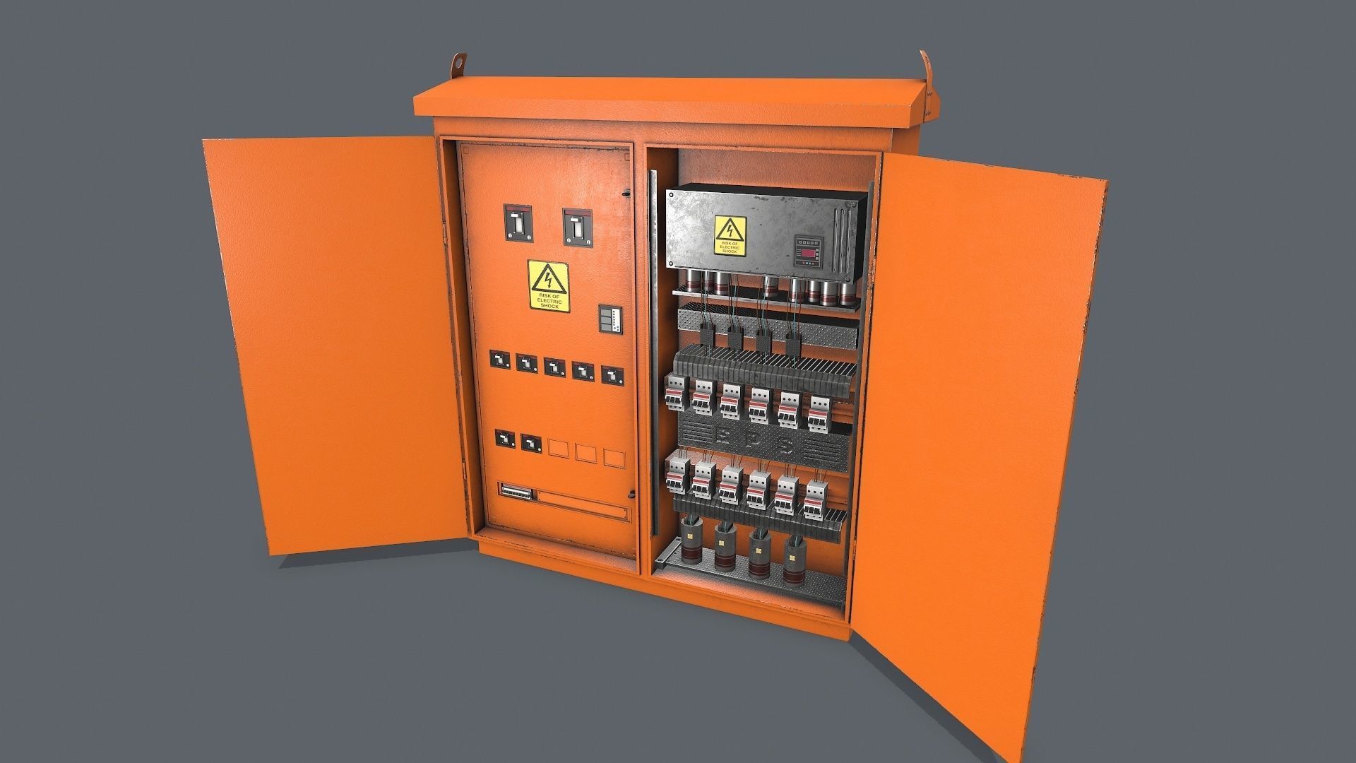 Electric Fuse Box Yellow Low-poly 3D model_4